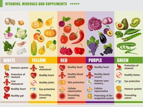 food types of vitamins and minerals